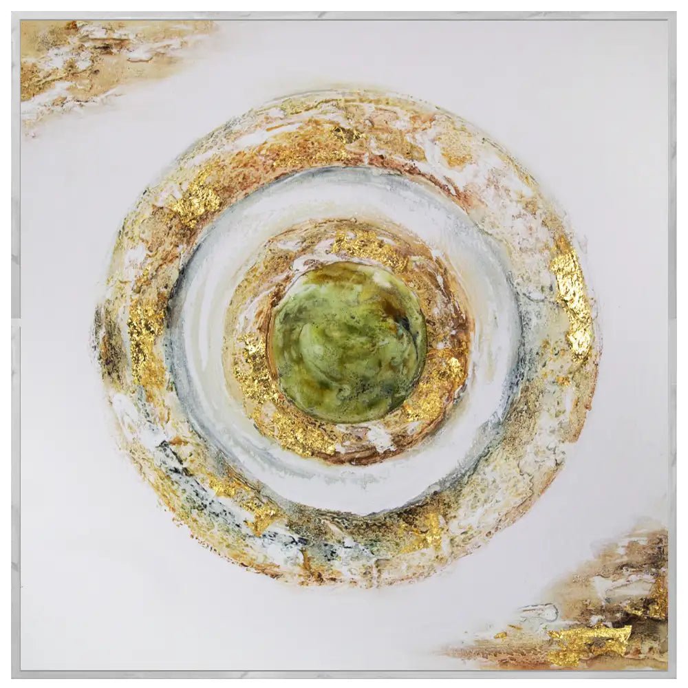 Cuadro con relieve pintado a mano en tonos dorados y tierra - DekoArte