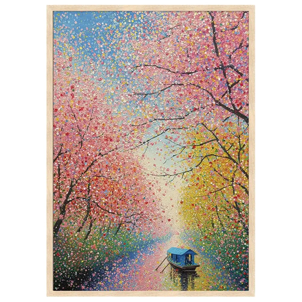 Cuadro de Paisaje Japonés con Cerezos | Tonos pastel - DekoArte