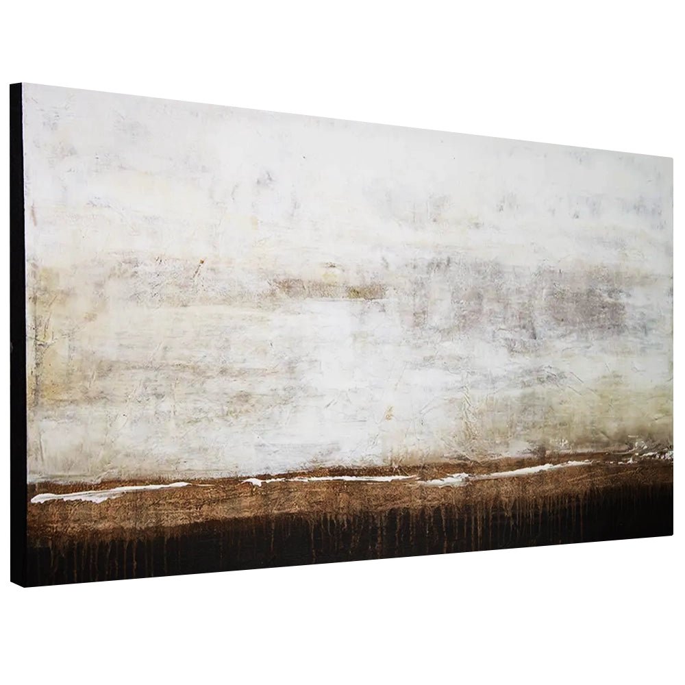Cuadro de pintura abstracta en tonos tierra y blanco texturizado - DekoArte