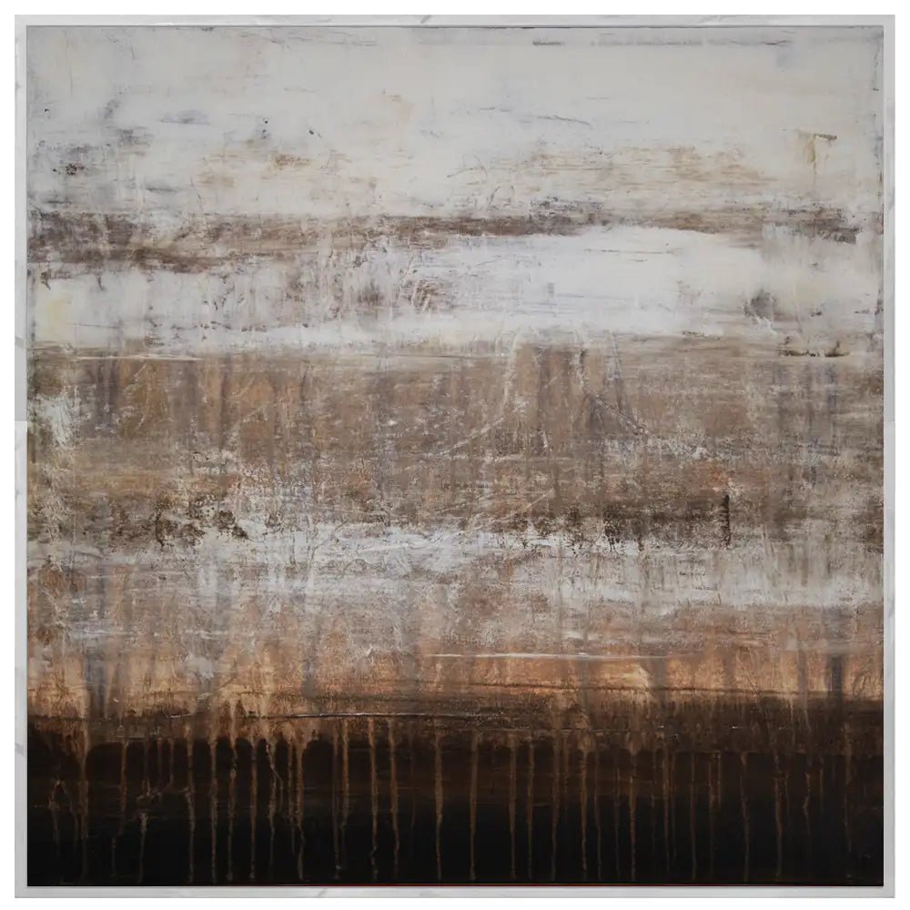 Cuadro de pintura abstracta en tonos tierra y blanco texturizado - DekoArte