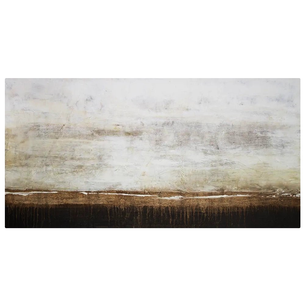 Cuadro de pintura abstracta en tonos tierra y blanco texturizado - DekoArte