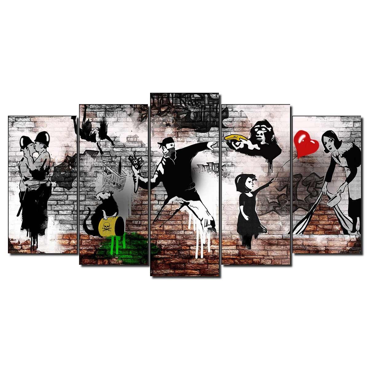 Cuadro en Lienzo Tríptico Adaptación de Bansky - DekoArte
