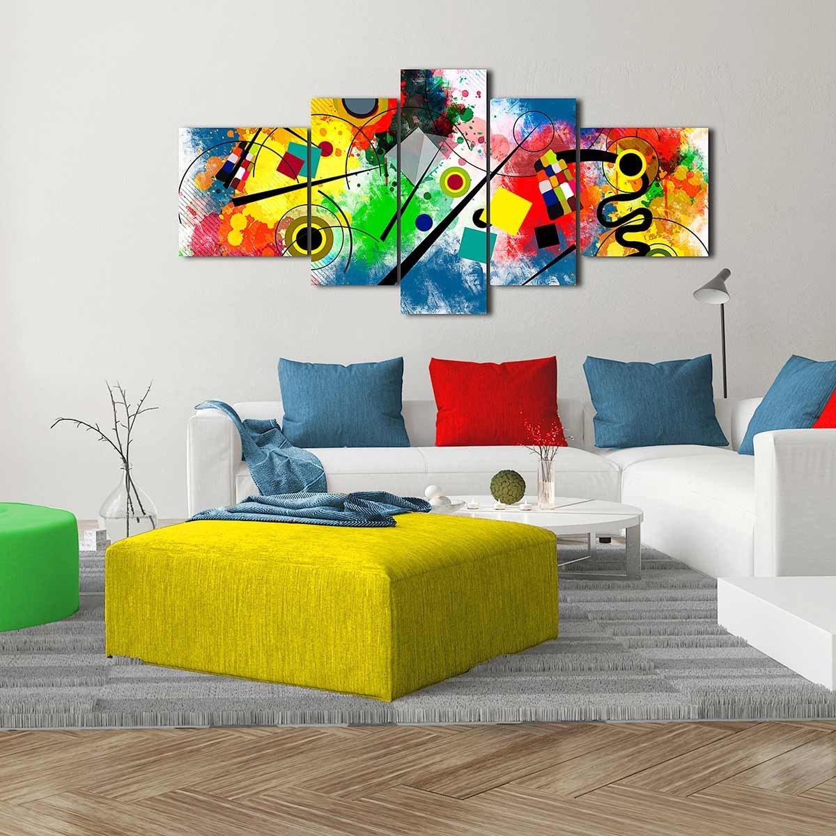 Cuadro en Lienzo Tríptico de Arte Moderno Kandisky - DekoArte