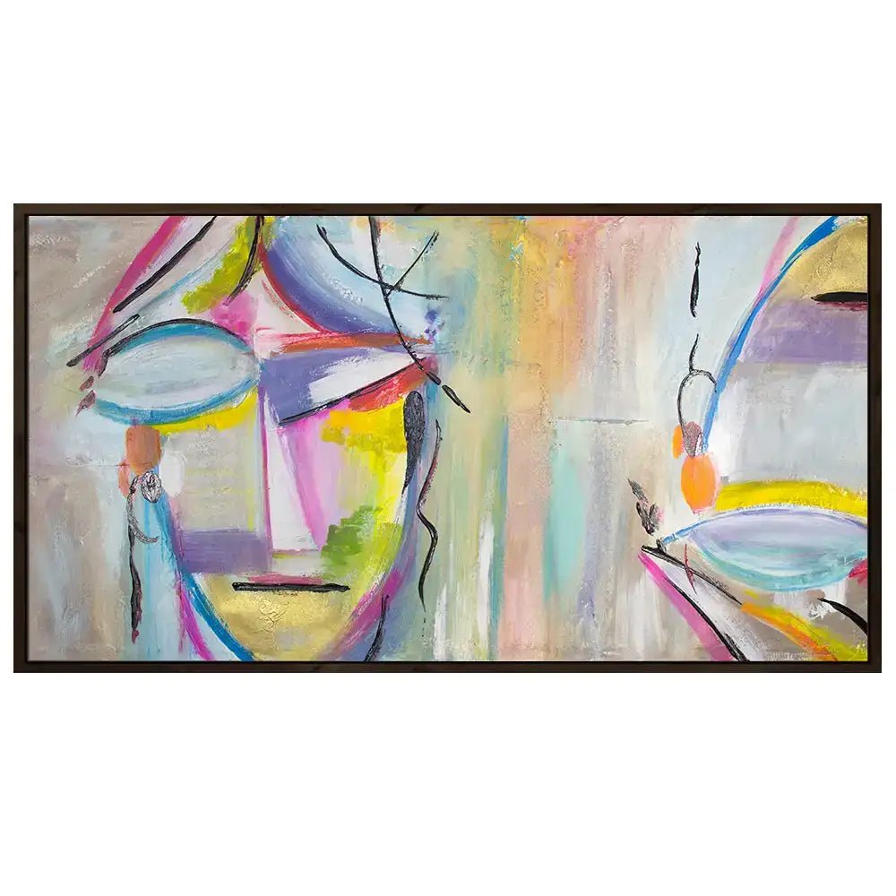 Cuadro figurativo pintado a mano | Rostros abstractos en color - DekoArte