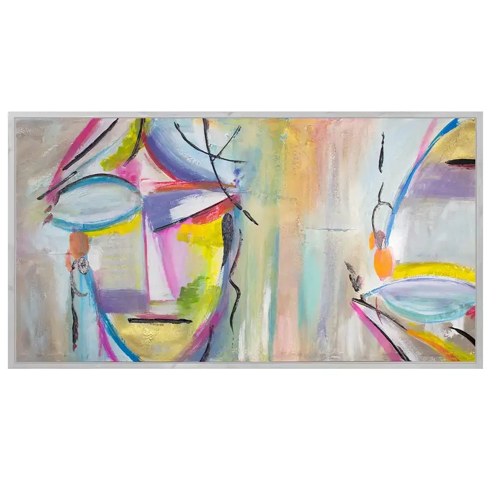 Cuadro figurativo pintado a mano | Rostros abstractos en color - DekoArte
