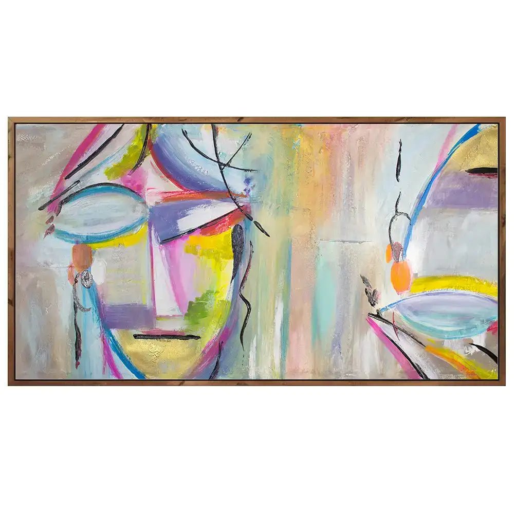 Cuadro figurativo pintado a mano | Rostros abstractos en color - DekoArte