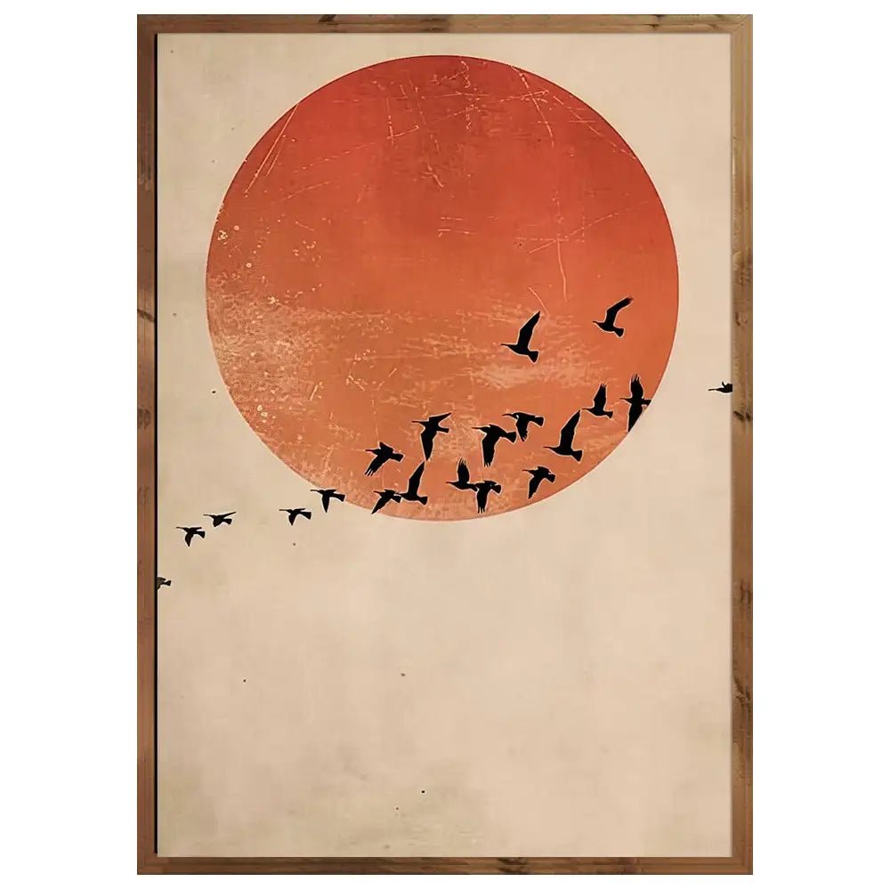 Cuadro Japandi con vuelo y atardecer | Poesía en movimiento - DekoArte