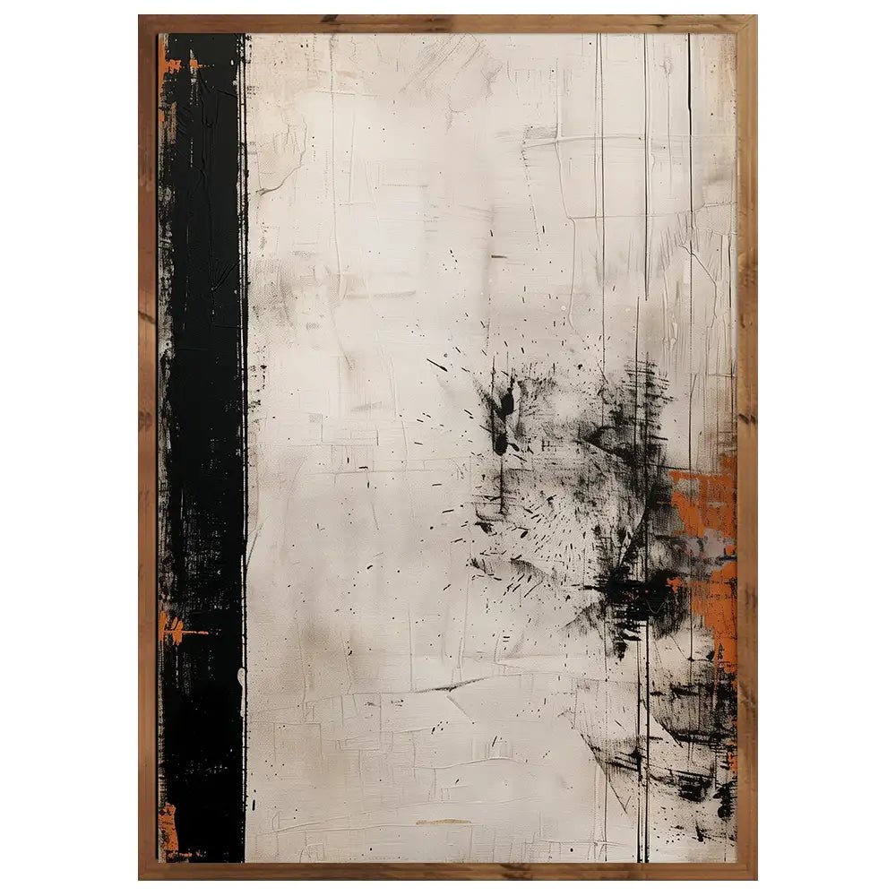 Cuadro japandi en tonos oscuros y trazos orgánicos - DekoArte