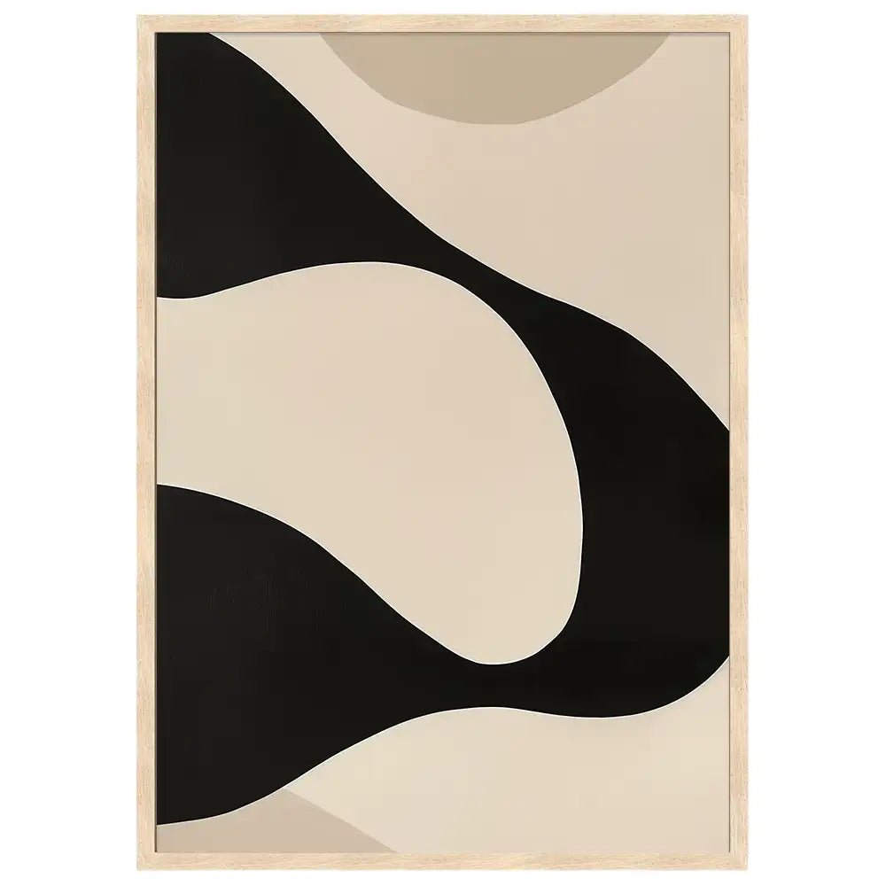 Cuadro minimalista abstracto en negro y beige | Diseño fluido - DekoArte