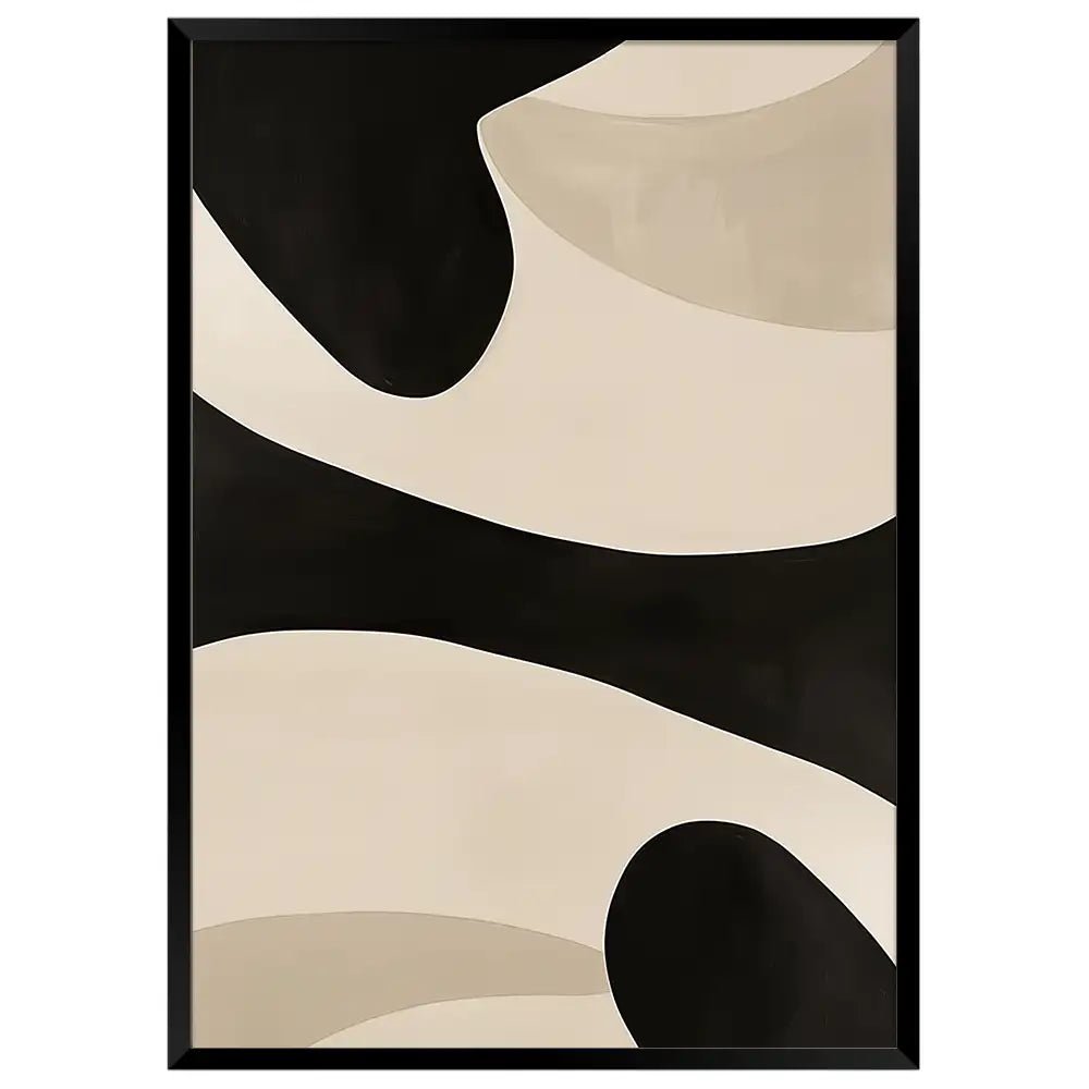 Cuadro minimalista abstracto negro y arena | Tensión armónica - DekoArte