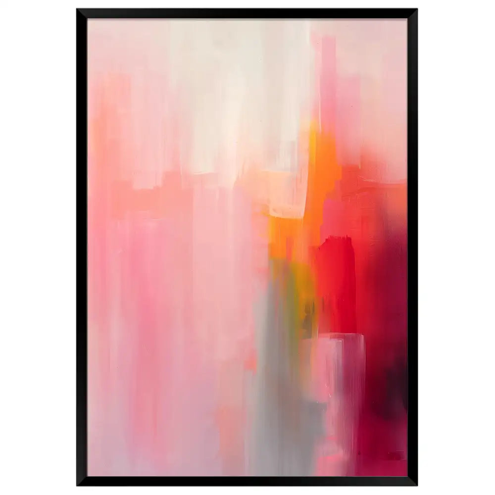 Cuadro moderno decorativo en tonos rosados, naranjas y grises