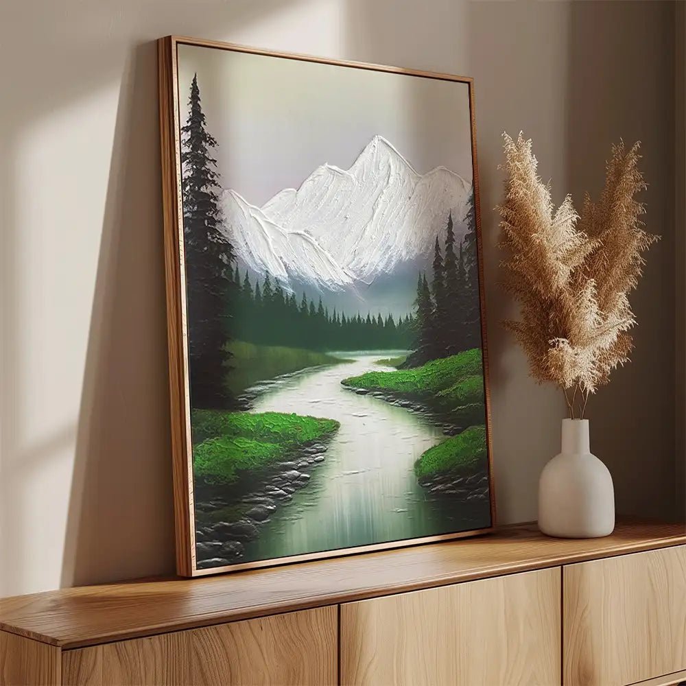 Cuadro moderno en relieve de montaña con texturas en escayola - DekoArte