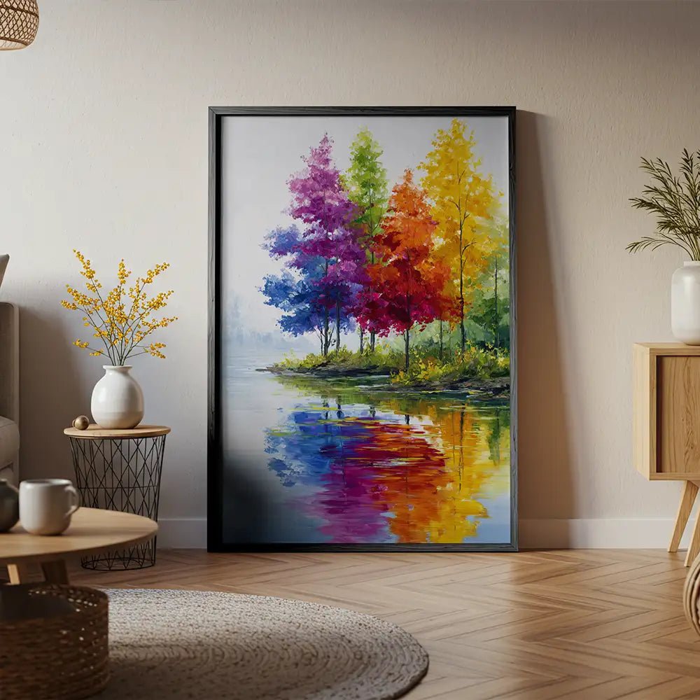 Cuadro paisaje moderno en colores del arcoíris | Estilo Contemporáneo - DekoArte