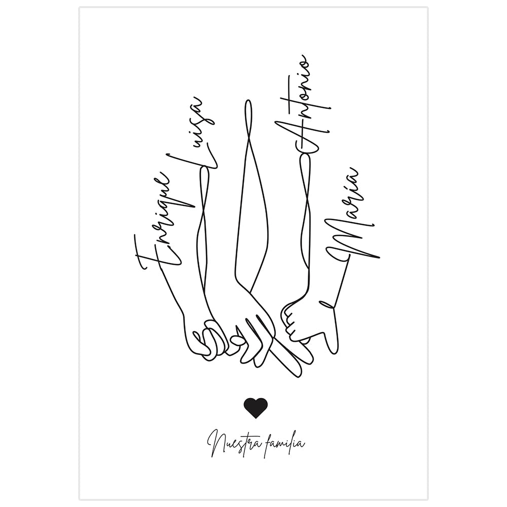 Cuadro personalizado de manos familiares con nombres - DekoArte