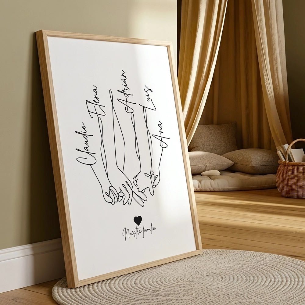 Cuadro personalizado de manos familiares con nombres - DekoArte