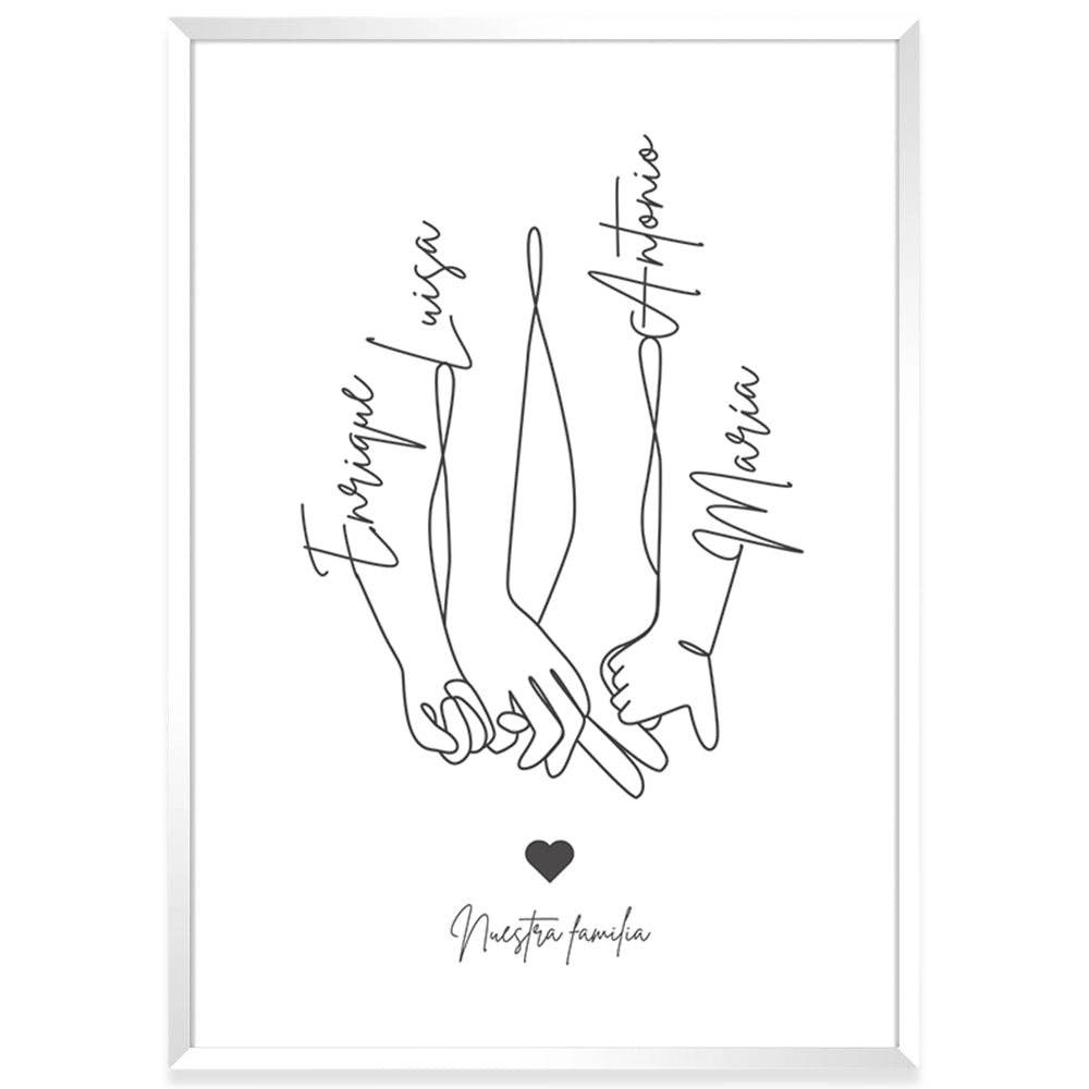 Cuadro personalizado de manos familiares con nombres - DekoArte