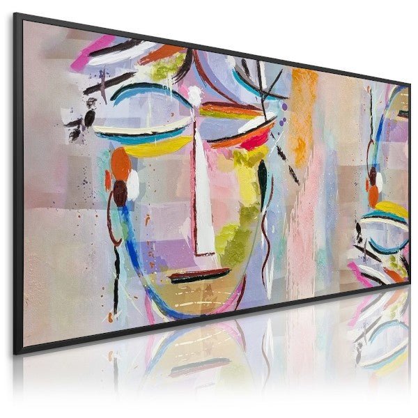 Cuadro pintado a mano caras abstracto - DekoArte