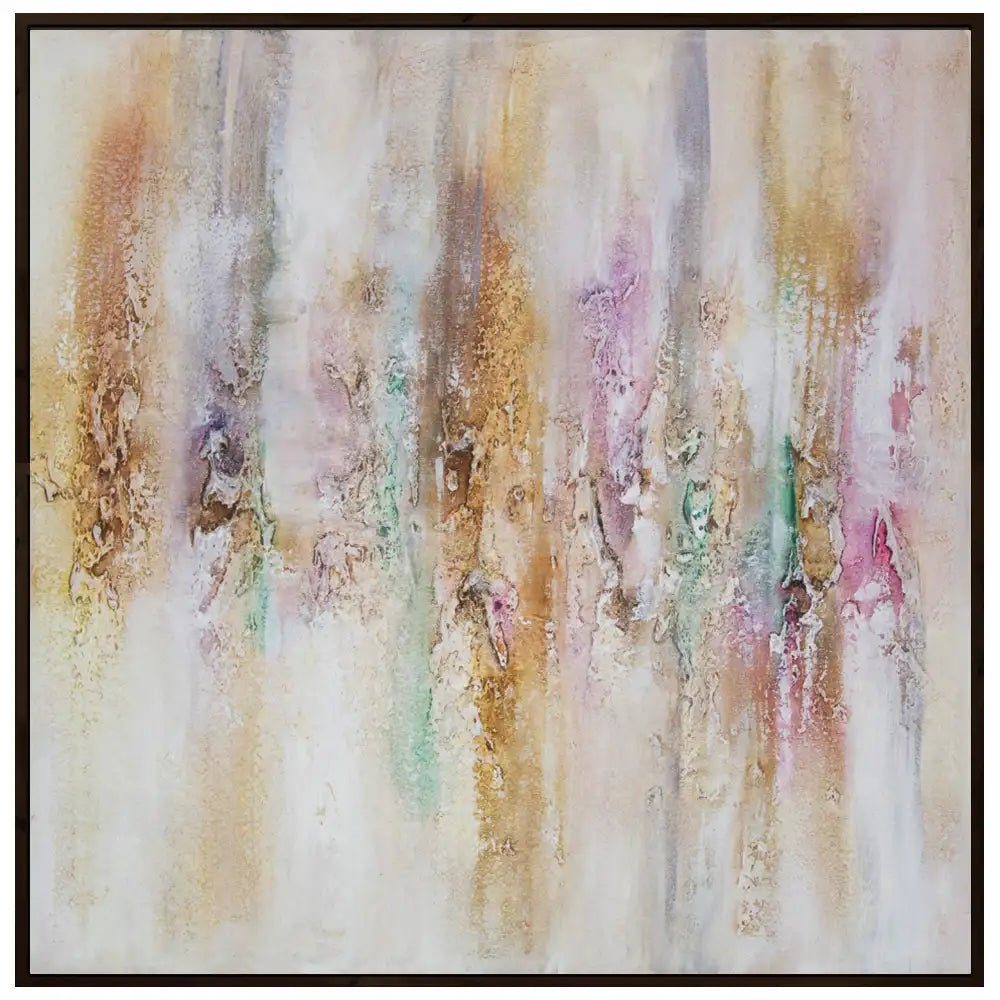 Cuadro pintado a mano con relieve en tonos metálicos suaves - DekoArte