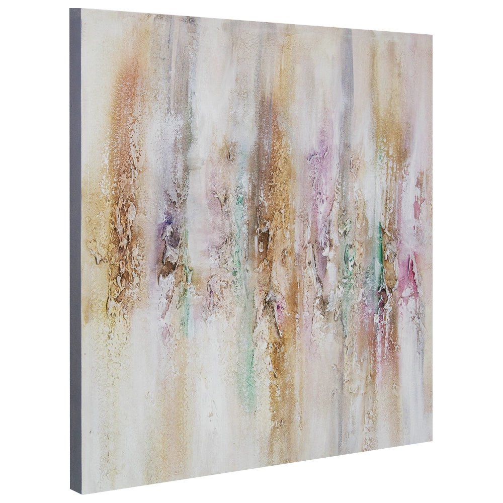 Cuadro pintado a mano con relieve en tonos metálicos suaves - DekoArte