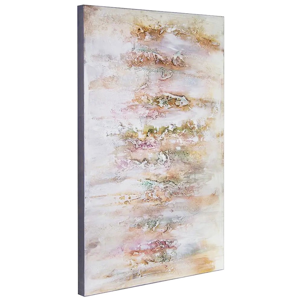 Cuadro pintado a mano con relieve en tonos metálicos suaves - DekoArte
