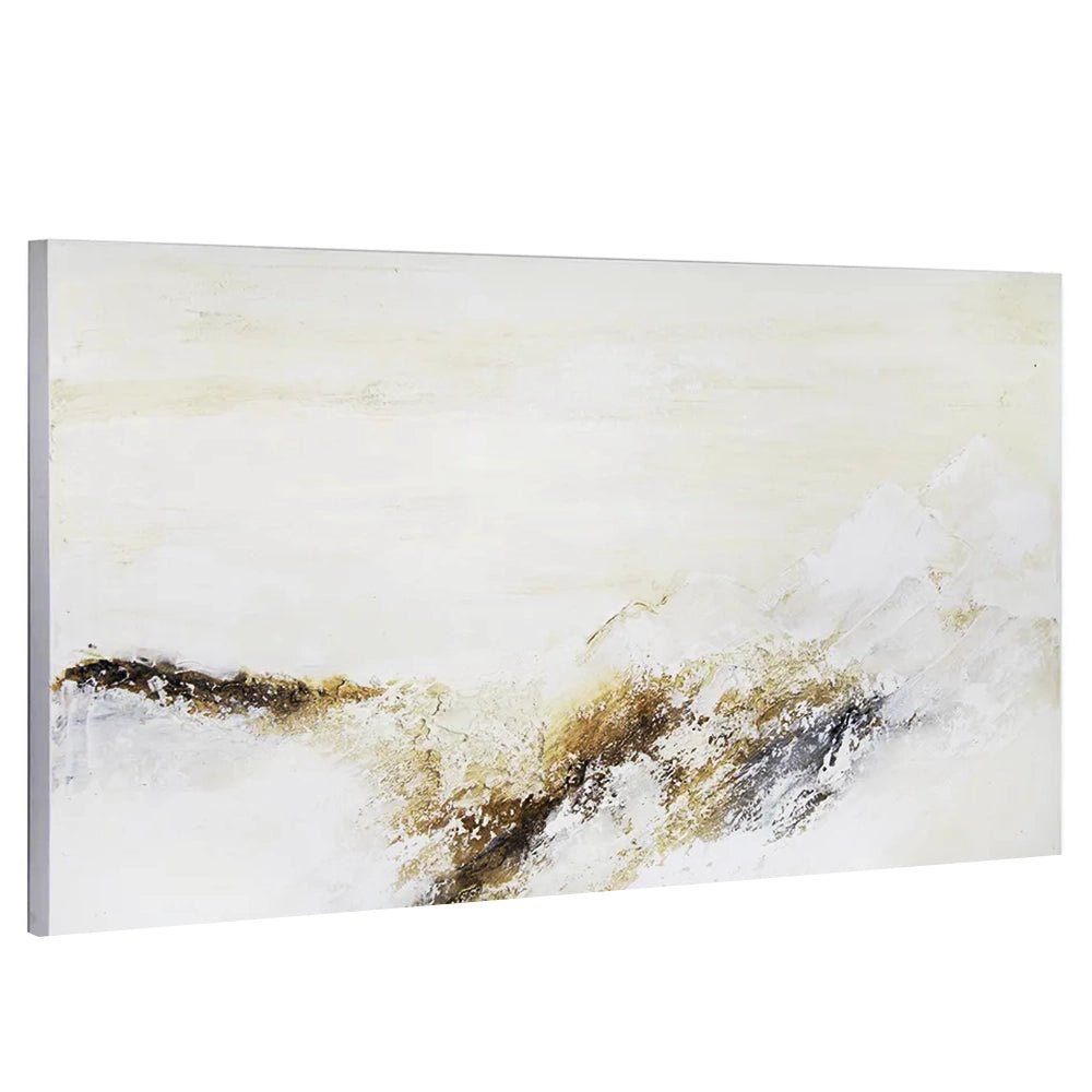 Cuadro pintado a mano con relieve en tonos tierra y blanco - DekoArte