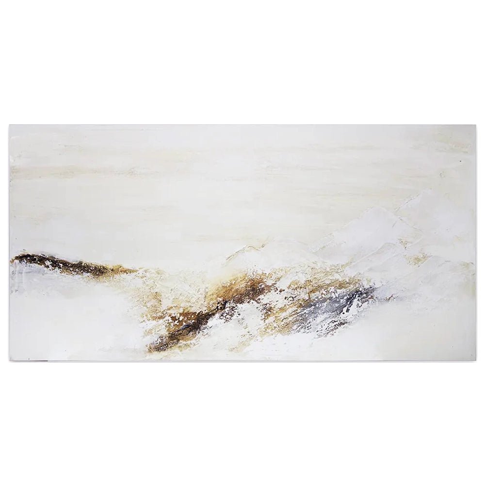 Cuadro pintado a mano con relieve en tonos tierra y blanco - DekoArte