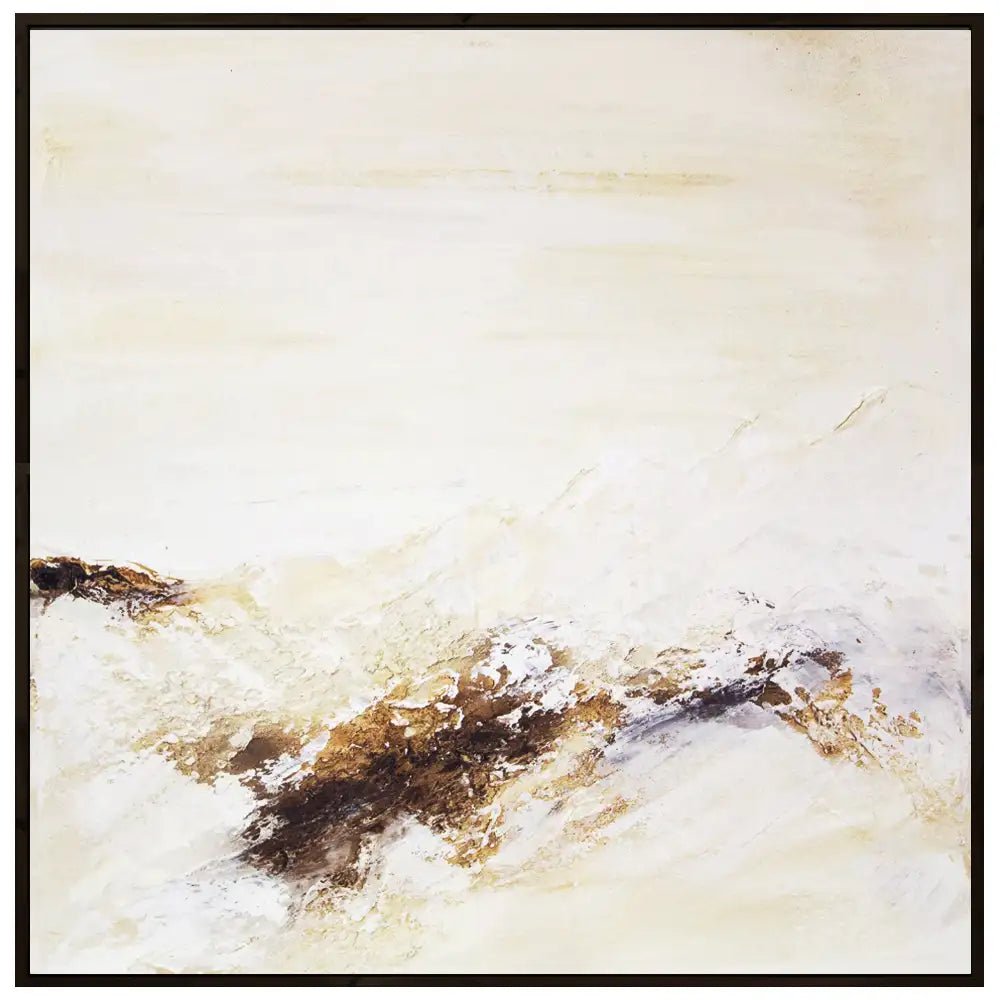 Cuadro pintado a mano con relieve en tonos tierra y blanco - DekoArte