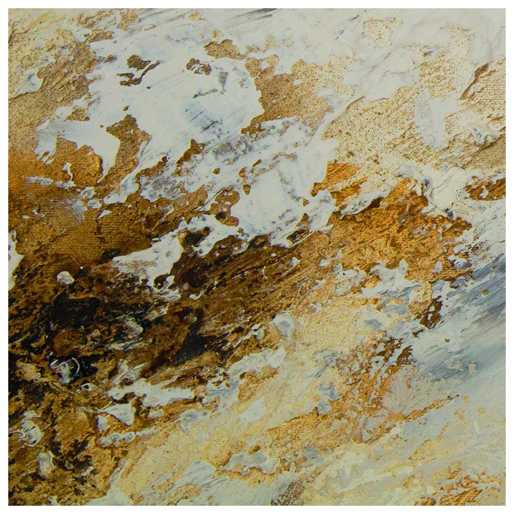 Cuadro pintado a mano con relieve en tonos tierra y blanco - DekoArte