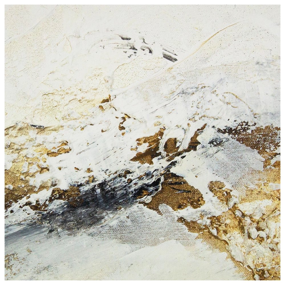Cuadro pintado a mano con relieve en tonos tierra y blanco - DekoArte
