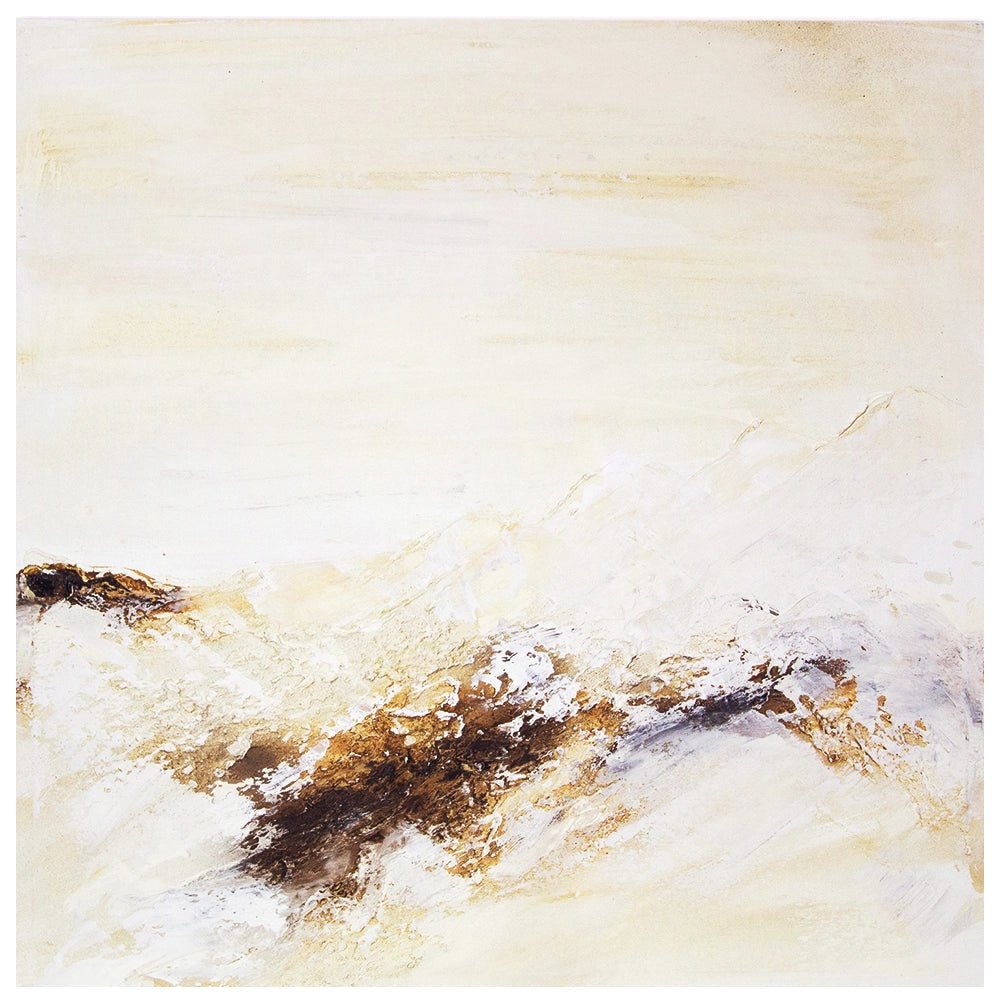 Cuadro pintado a mano con relieve en tonos tierra y blanco - DekoArte