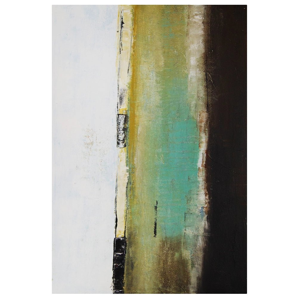 Cuadro pintado a mano en tonos aguamarina y ocres difuminados - DekoArte