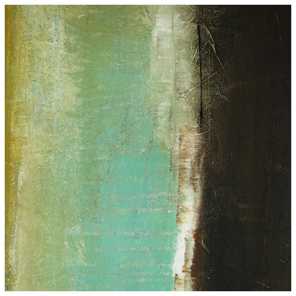 Cuadro pintado a mano en tonos aguamarina y ocres difuminados - DekoArte