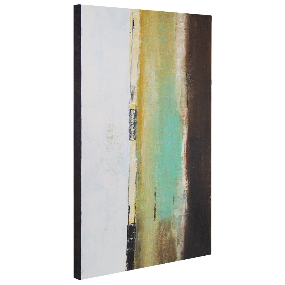 Cuadro pintado a mano en tonos aguamarina y ocres difuminados - DekoArte