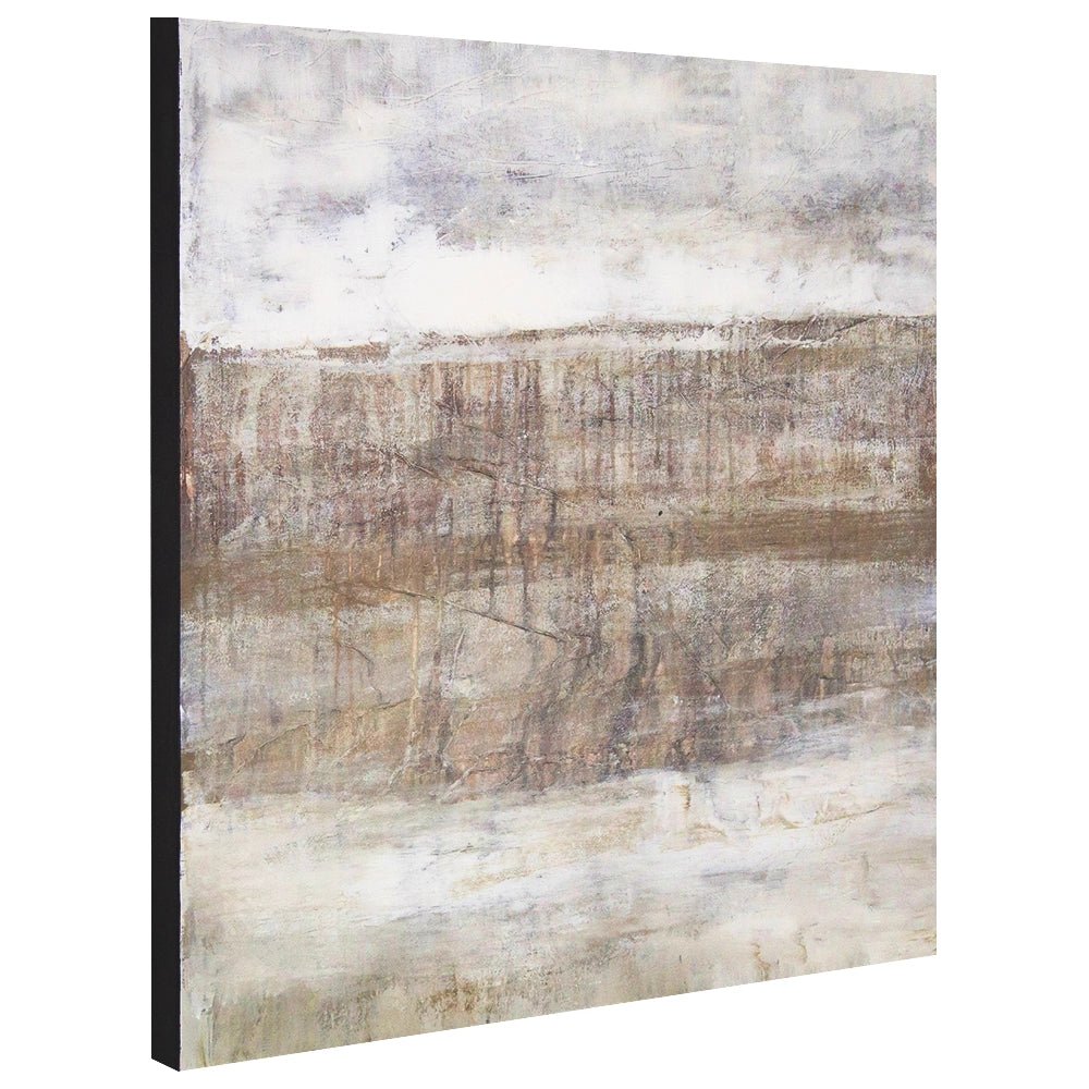 Cuadro pintado a mano en tonos grises con textura neutra - DekoArte