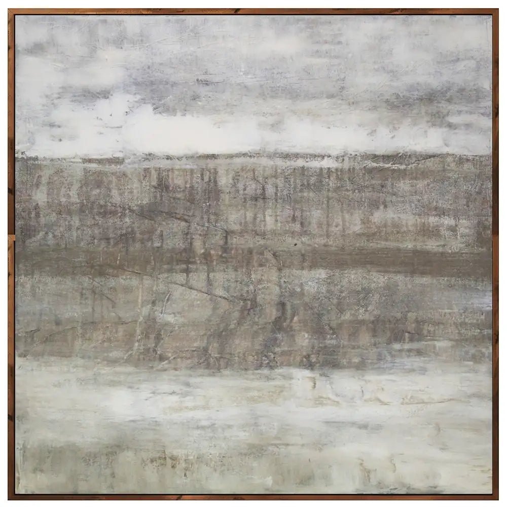 Cuadro pintado a mano en tonos grises con textura neutra - DekoArte