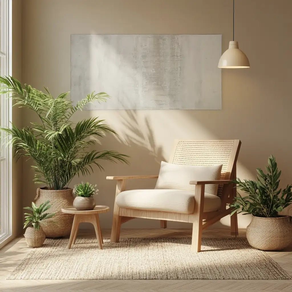 Cuadro pintado a mano en tonos grises con textura neutra - DekoArte