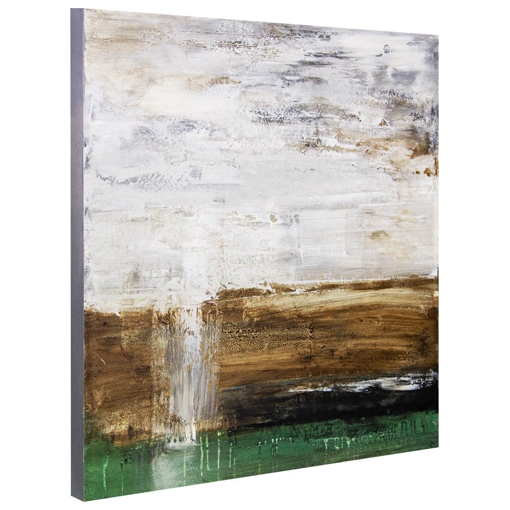 Cuadro pintado a mano moderno con contraste en tonos tierra y verde - DekoArte