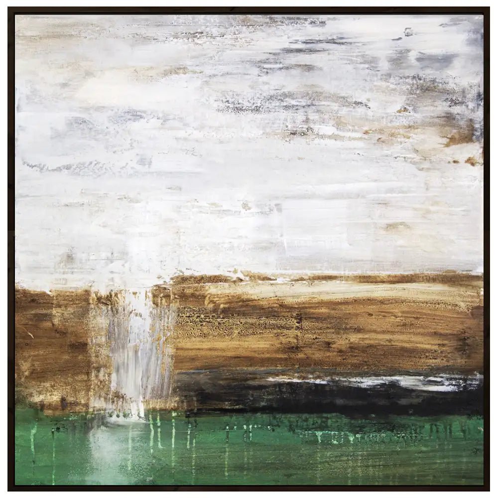 Cuadro pintado a mano moderno con contraste en tonos tierra y verde - DekoArte