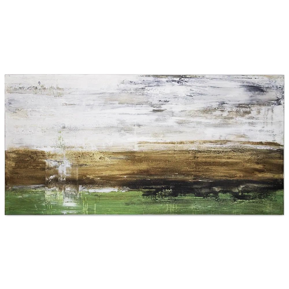 Cuadro pintado a mano moderno con contraste en tonos tierra y verde - DekoArte