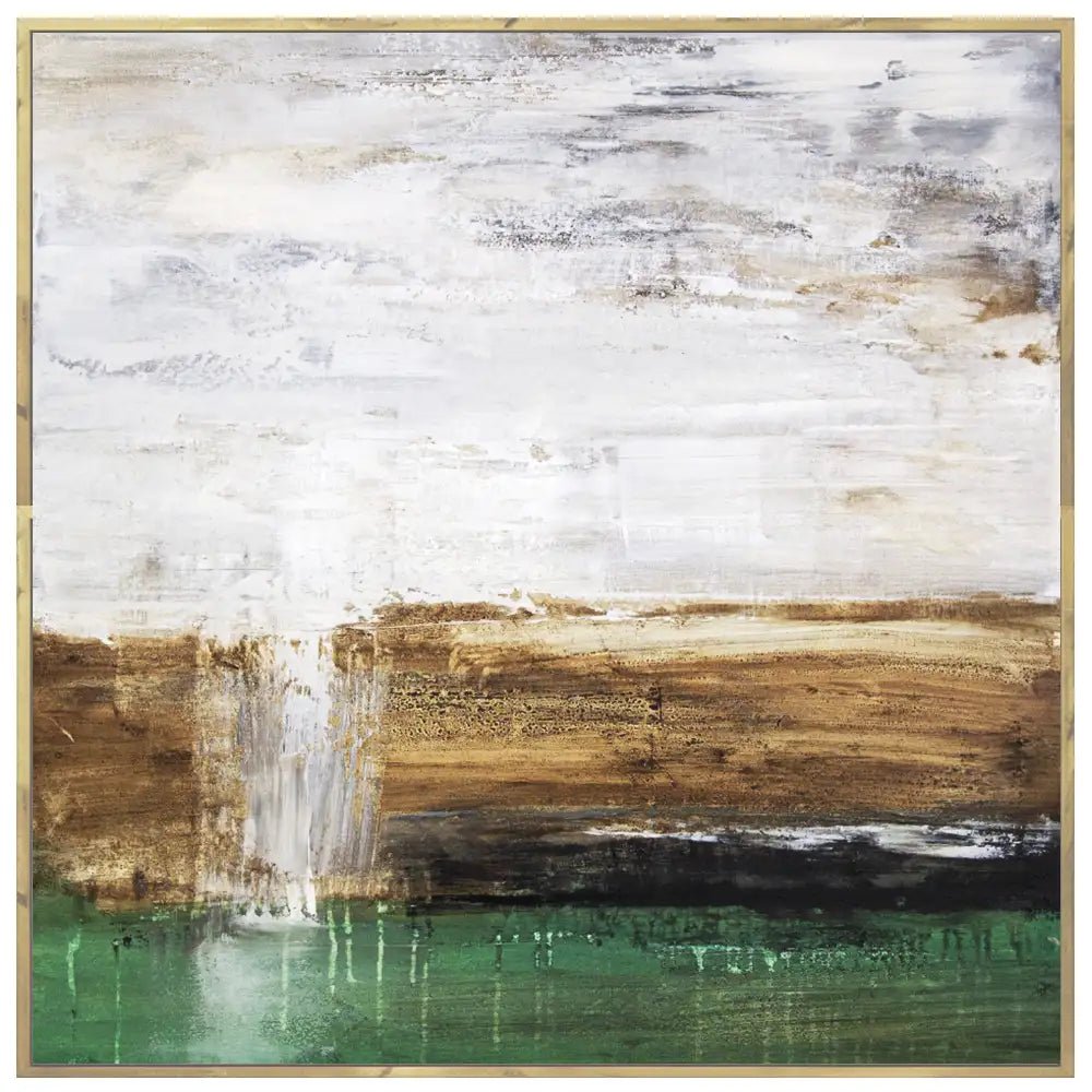 Cuadro pintado a mano moderno con contraste en tonos tierra y verde - DekoArte