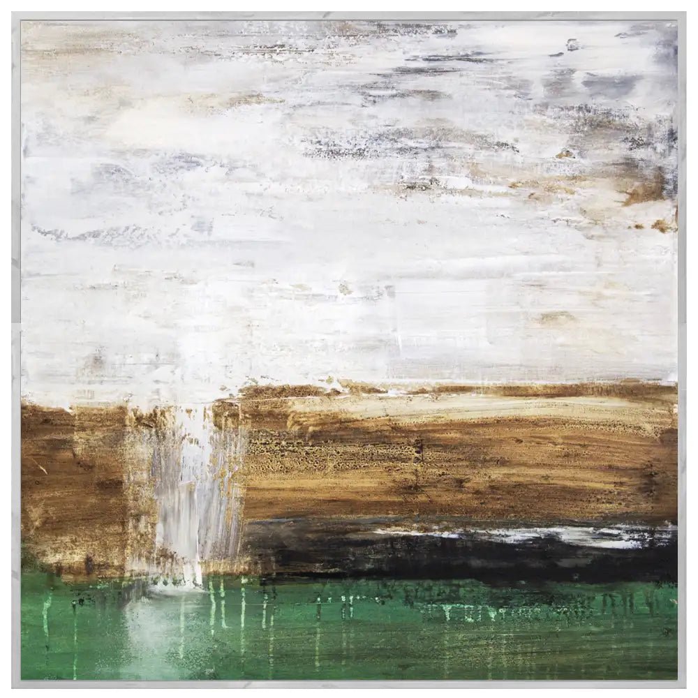 Cuadro pintado a mano moderno con contraste en tonos tierra y verde - DekoArte