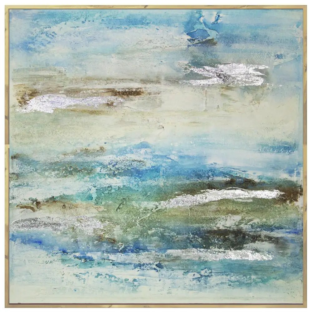 Cuadro pintado a mano original en tonos azul y plata - DekoArte