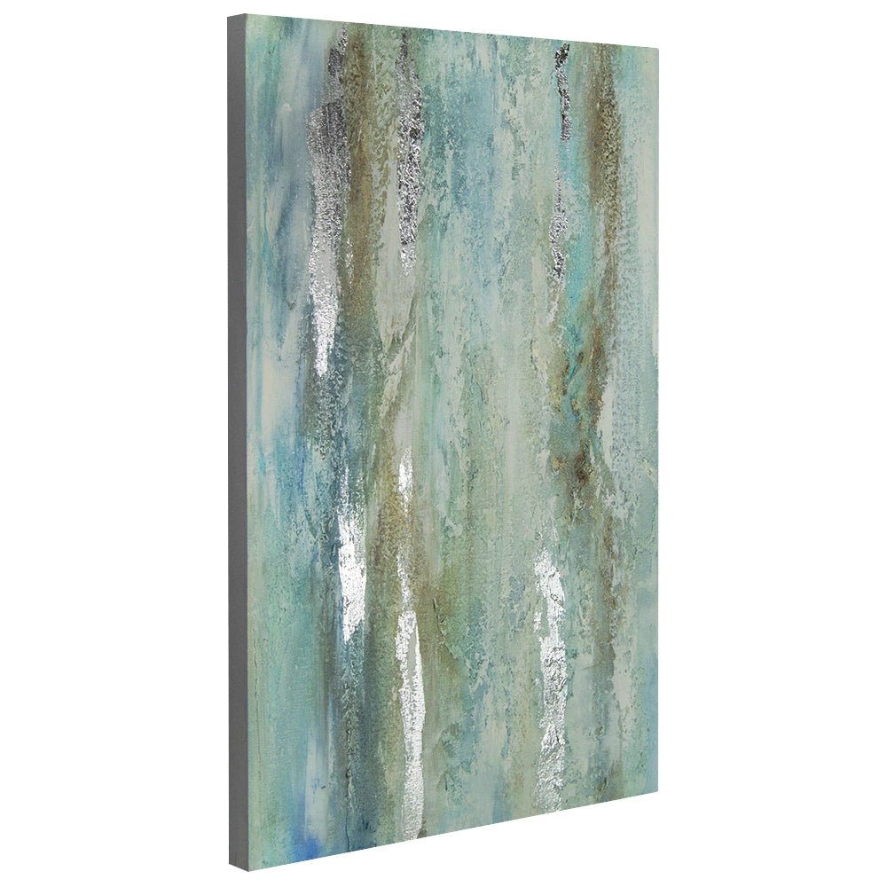 Cuadro pintado a mano original en tonos azul y plata - DekoArte