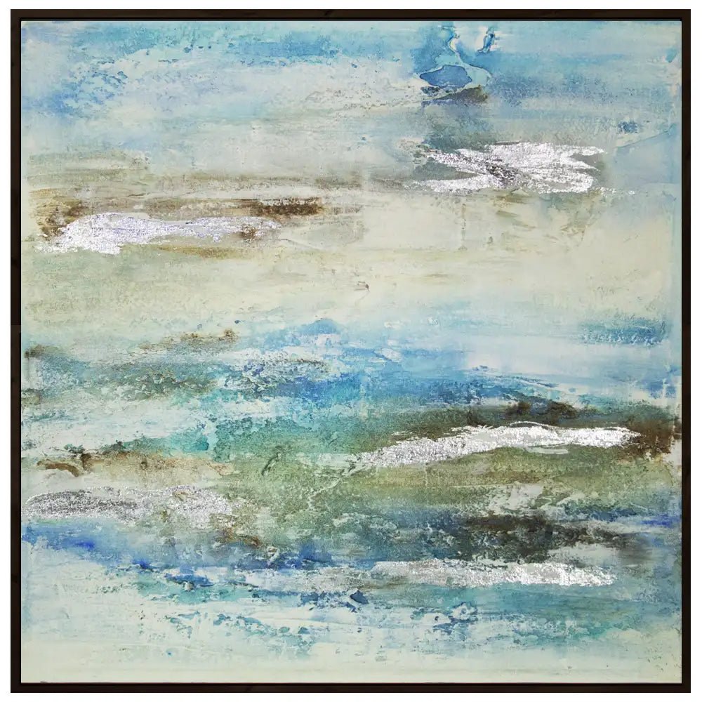 Cuadro pintado a mano original en tonos azul y plata - DekoArte