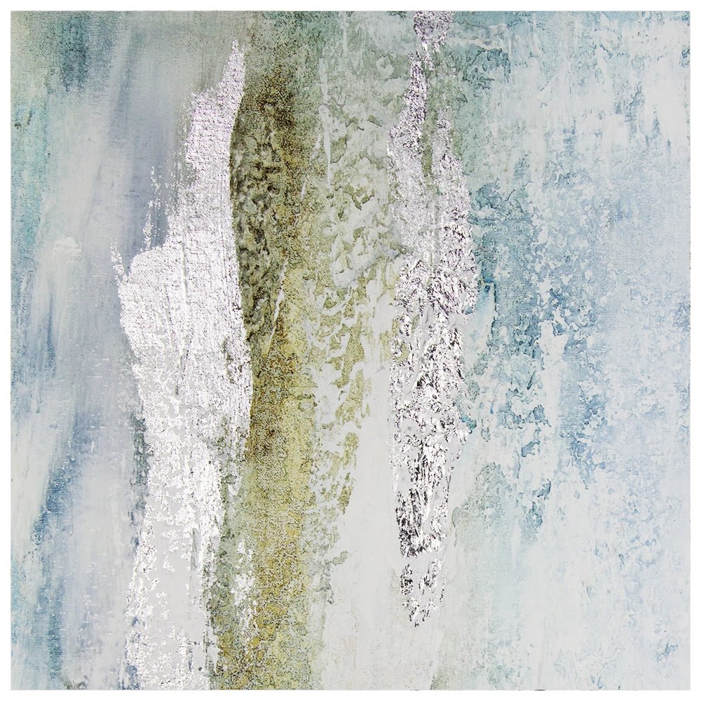 Cuadro pintado a mano original en tonos azul y plata - DekoArte