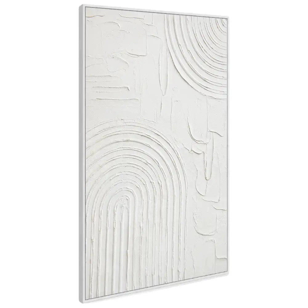 Cuadro relieve blanco con textura suave en escayola - DekoArte