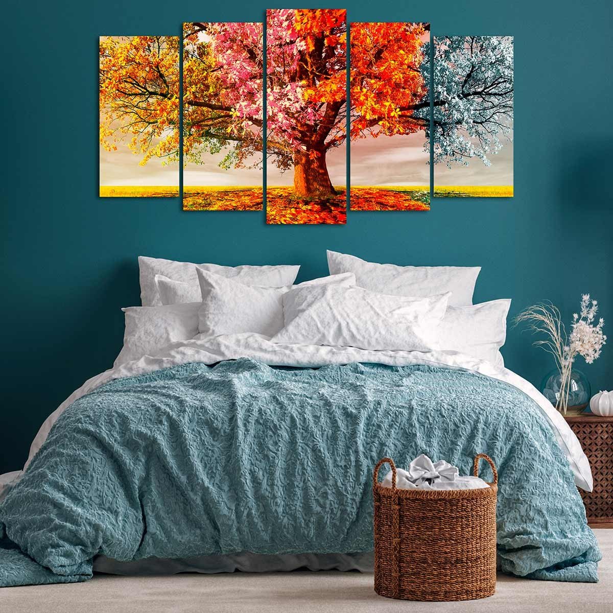 Cuadro Tríptico Árbol Cuatro Estaciones - Decoración Moderna - DekoArte