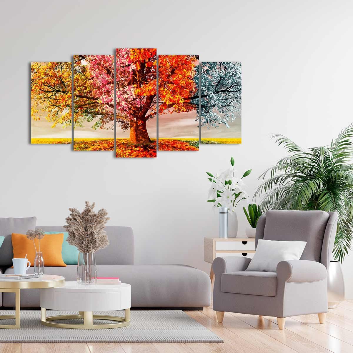 Cuadro Tríptico Árbol Cuatro Estaciones - Decoración Moderna - DekoArte