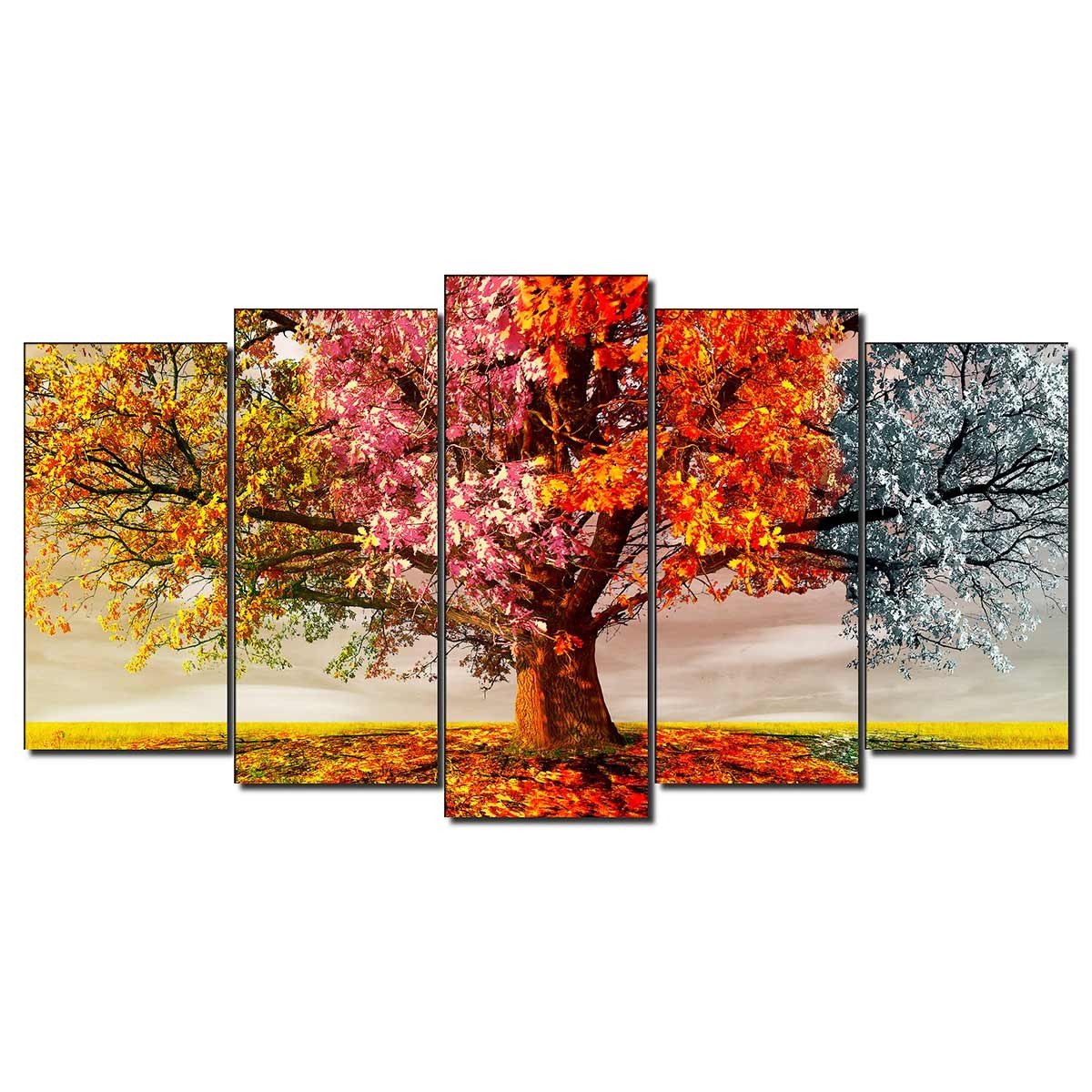 Cuadro Tríptico Árbol Cuatro Estaciones - Decoración Moderna - DekoArte