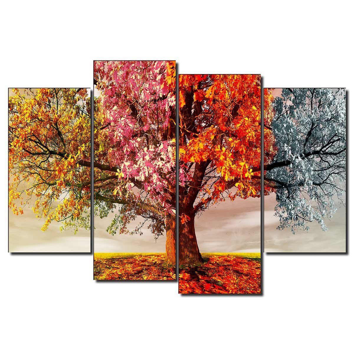 Cuadro Tríptico Árbol Cuatro Estaciones - Estilo Elegante - DekoArte